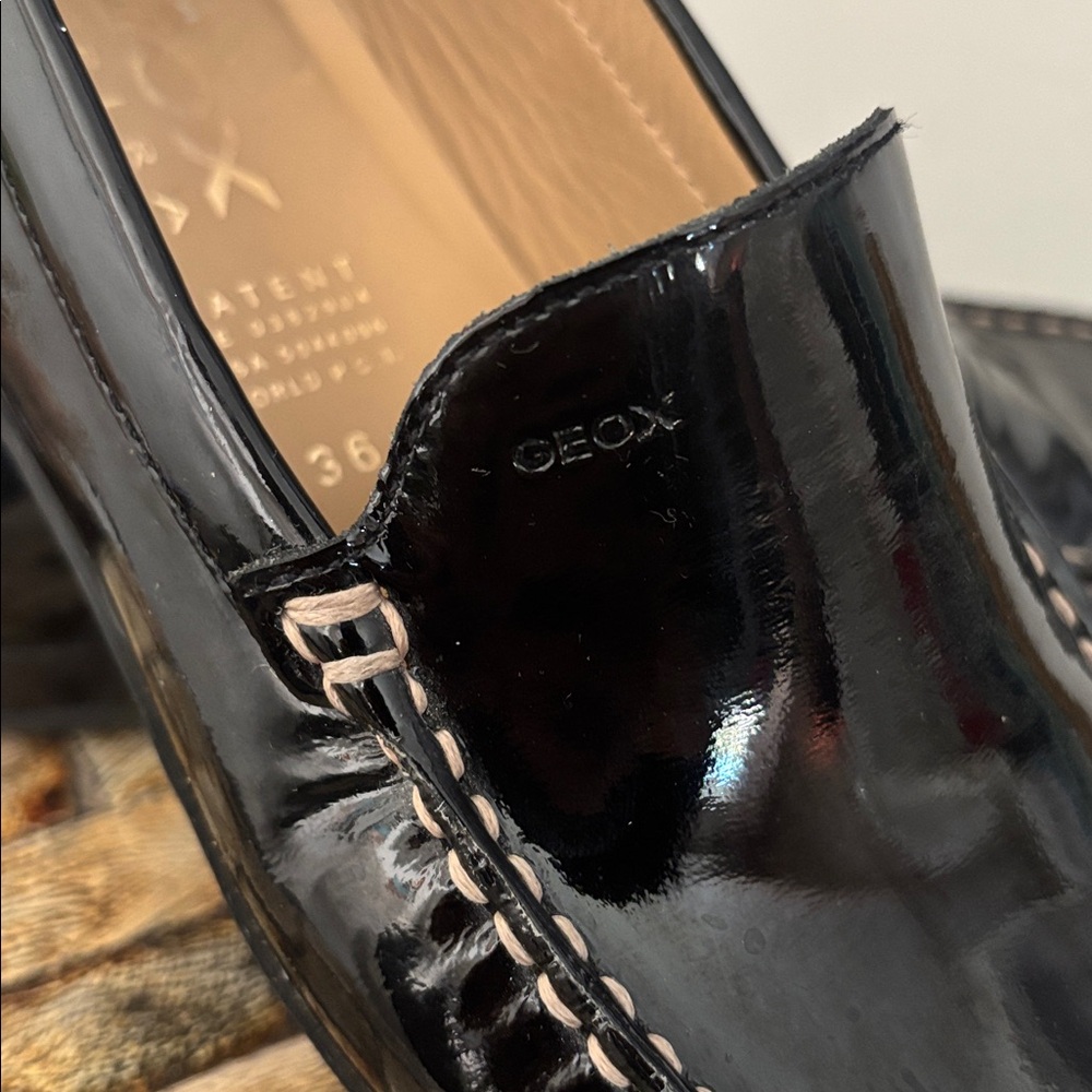 GEOX (6) Respira Patent Loafers Leather Black Slip On Stitching Non-Slip EU 36 - Picture 12 of 15